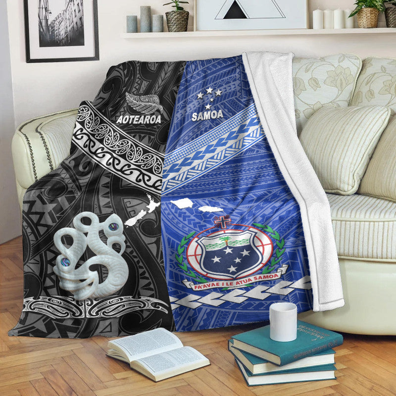 New Zealand And Samoa Premium Blanket Together Black