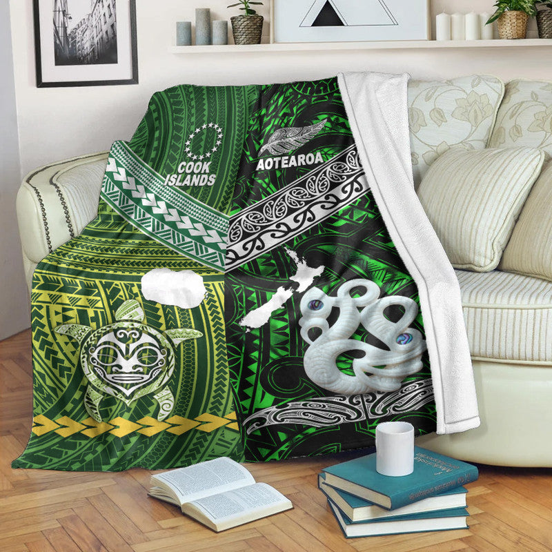 New Zealand And Cook Islands Premium Blanket Together Green