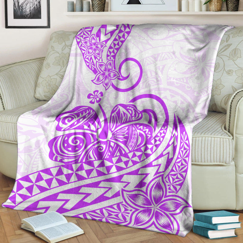 Polynesian Tribal Tattoo Retro Premium Blanket Purple Screen Color