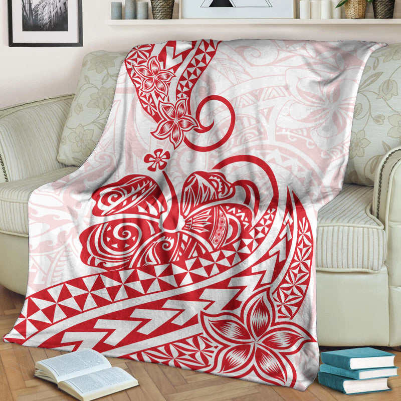 Polynesian Tribal Tattoo Retro Premium Blanket Red Screen Color