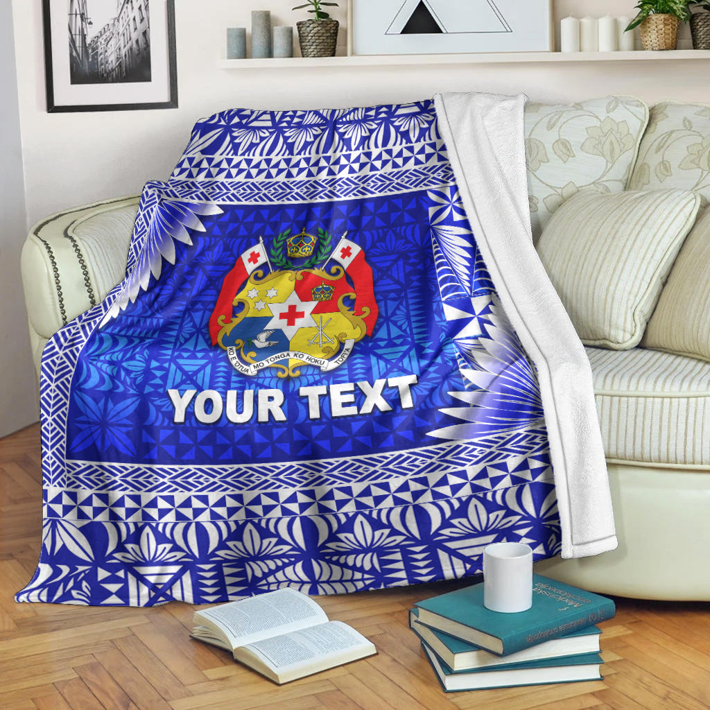 Custom Personalised Tonga Coat Of Arms Premium Blanket Simplified Version Blue