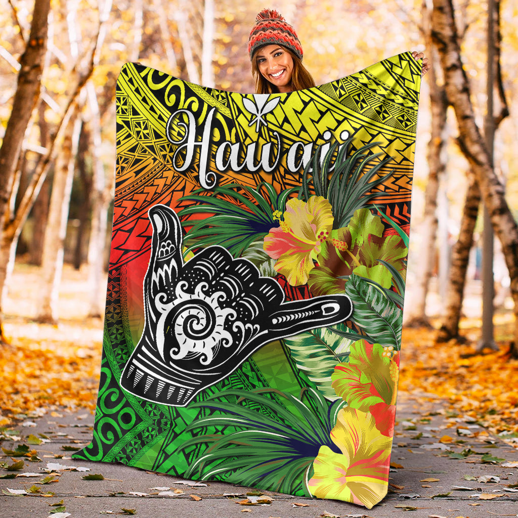 The Shaka Hawaii Premium Blanket Tropical Flowers Reggae Version