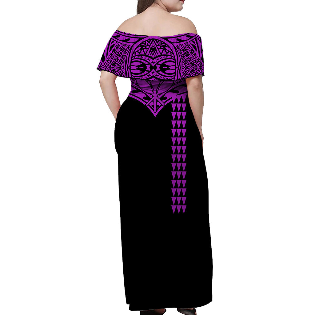 Hawaii Polynesian Tribal Off Shoulder Dress Purple