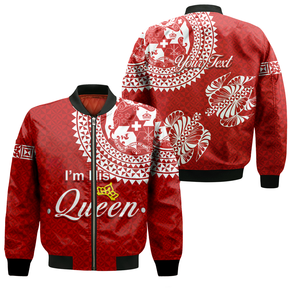 (Custom Personalised Valentine Day Tonga Couple Love Queen Bomber Jacket Tongan Turtle