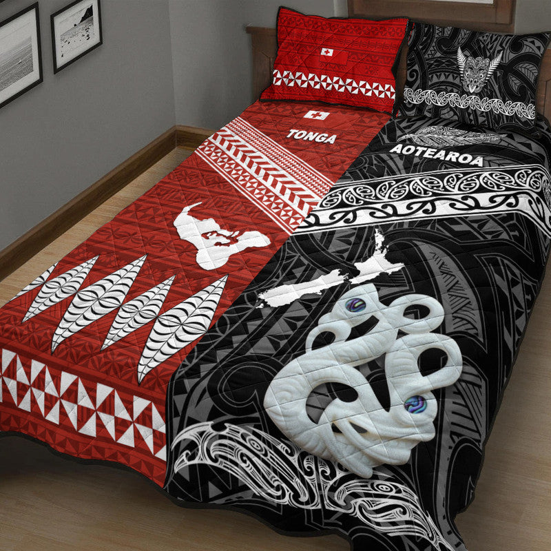 New Zealand And Tonga Quilt Bed Set Together Black