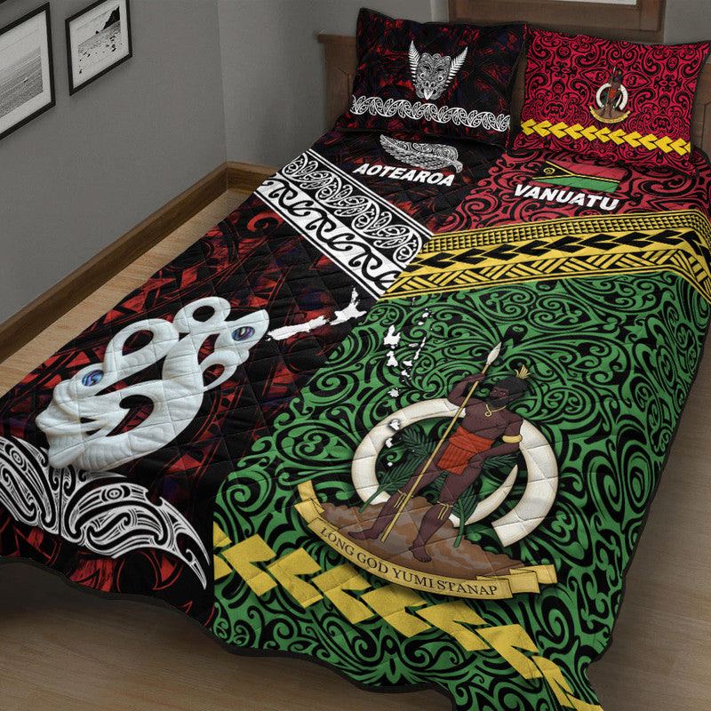 New Zealand And Vanuatu Quilt Bed Set Together Red
