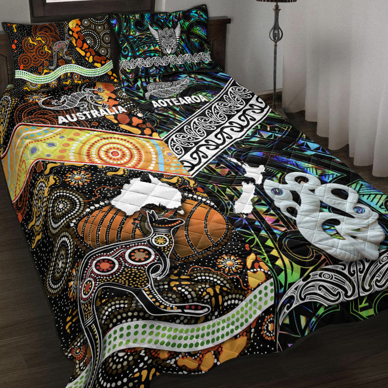 New Zealand Maori Aotearoa And Australia Aboriginal Quilt Bed Set Together Paua Shell