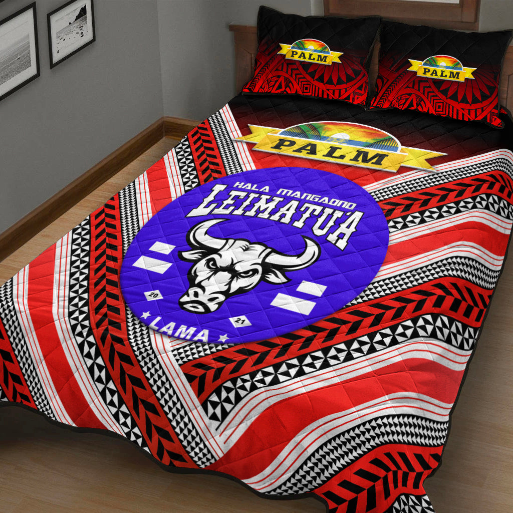 Mate Ma'a Tonga Quilt Bed Set Leimatu'a Bulls Creative Style Red NO.1