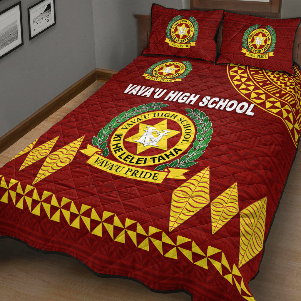 Tonga Vava'u High School Quilt Bed Set Simple Style Maroon