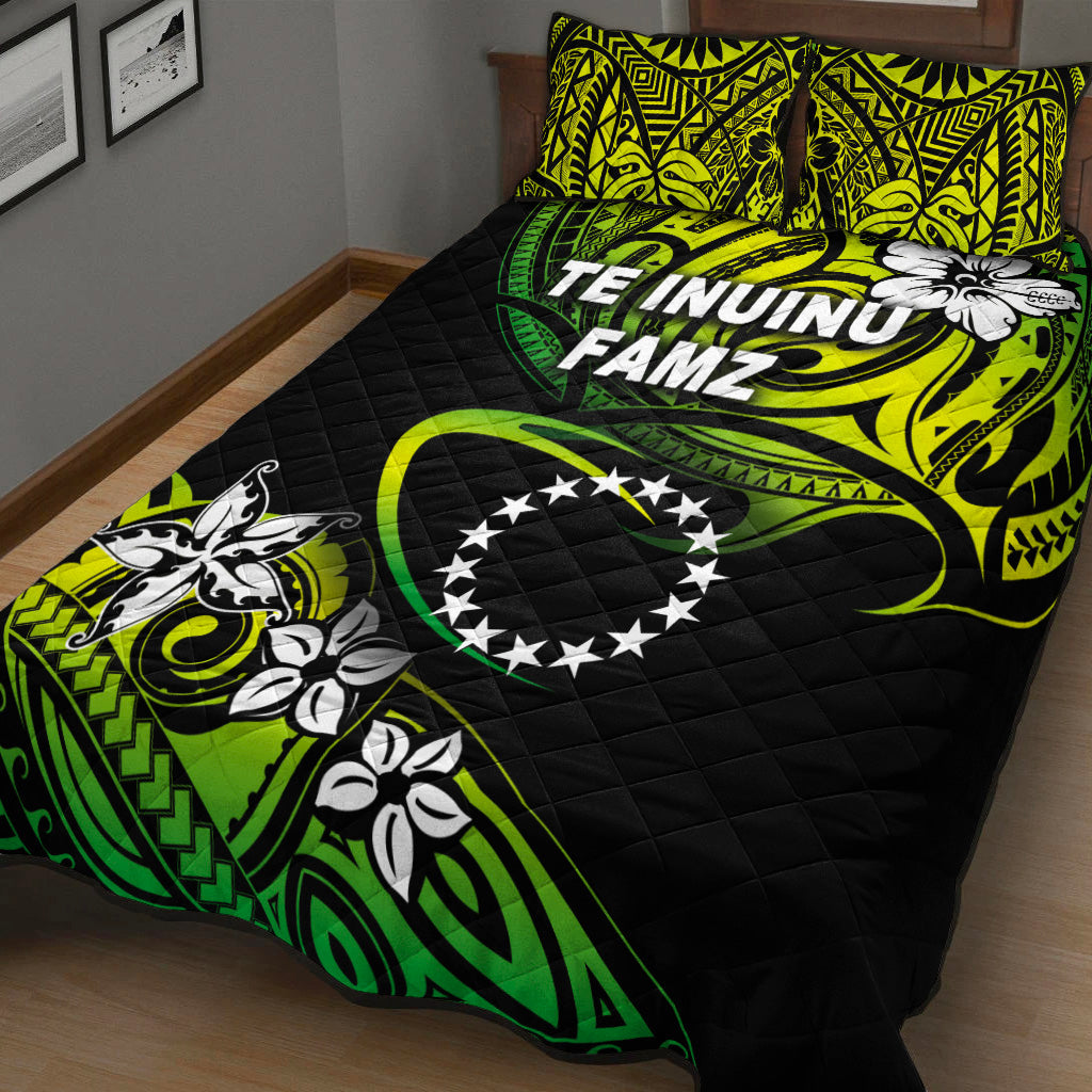 TE INUINU FAMZ Cook Islands Rugby Quilt Bed Set Unique Vibes Green