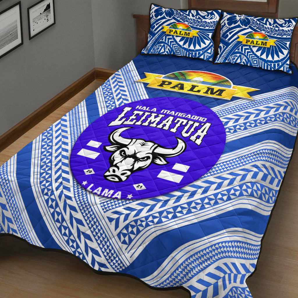 Mate Ma'a Tonga Quilt Bed Set Leimatu'a Bulls Creative Style Blue NO.1