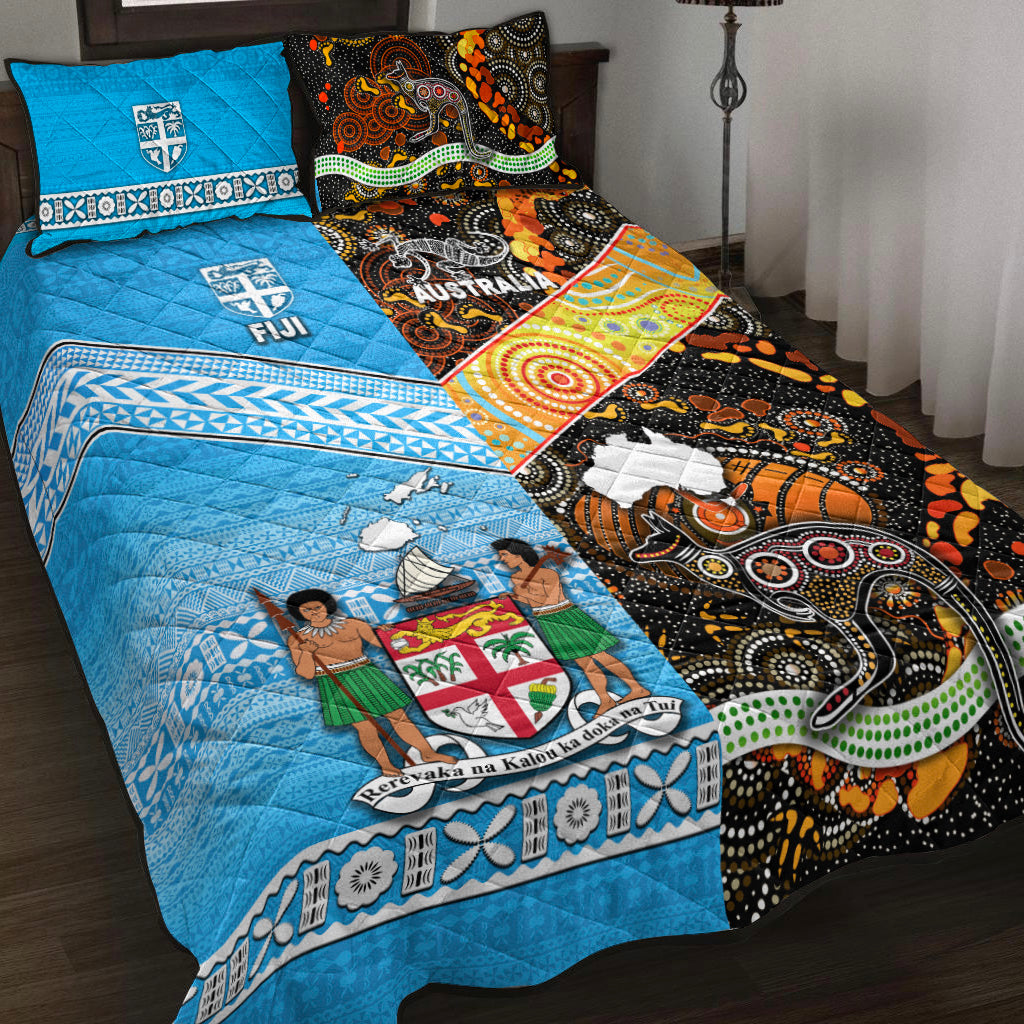 Australia Aboriginal And Fiji Tapa Quilt Bed Set Together