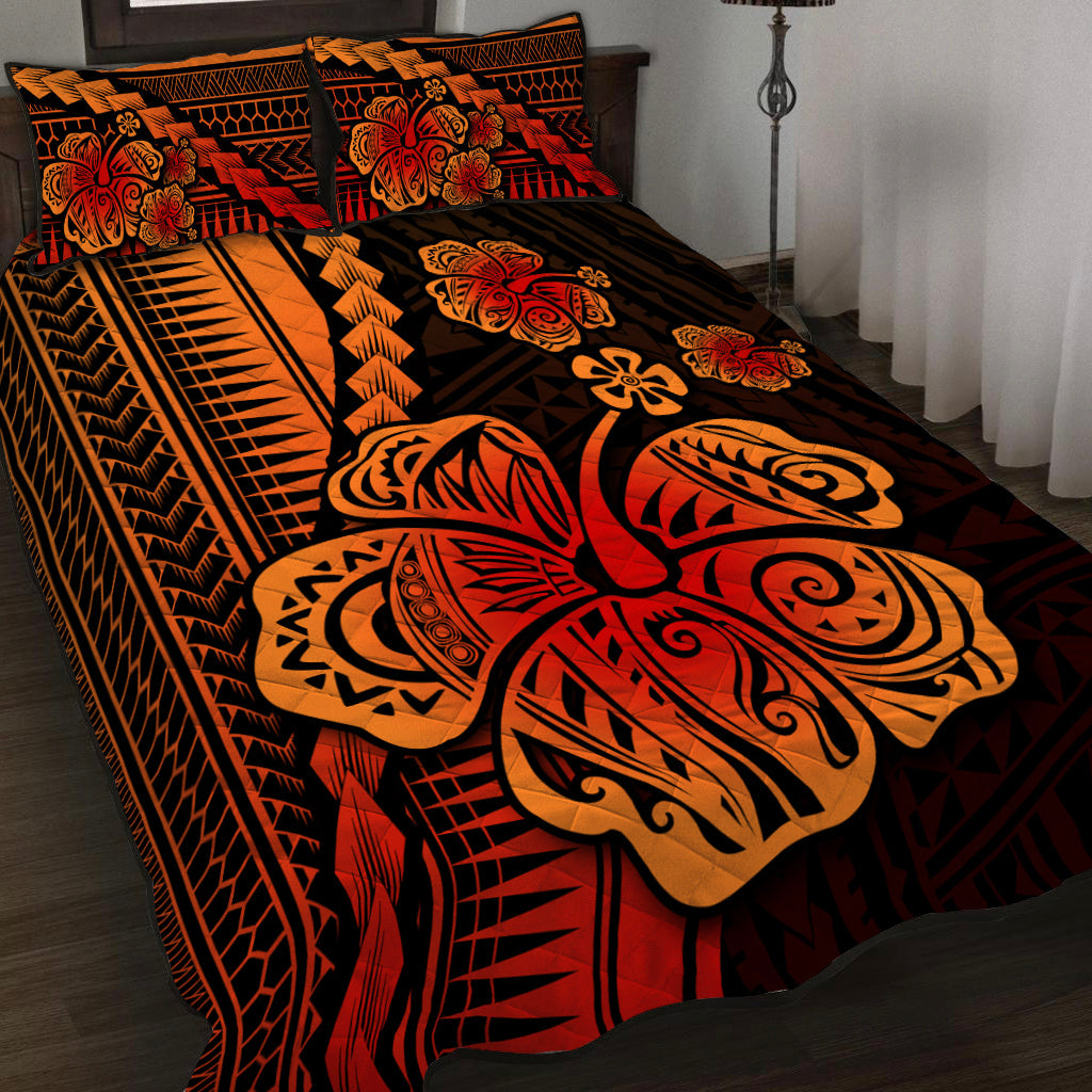 Polynesian Hibiscus Quilt Bed Set Hawaiian Style No.1
