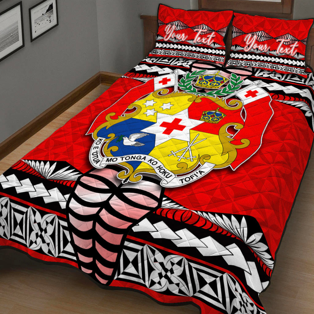 (Custom Personalised) Tonga Ngatu Quilt Bed Set Red Style