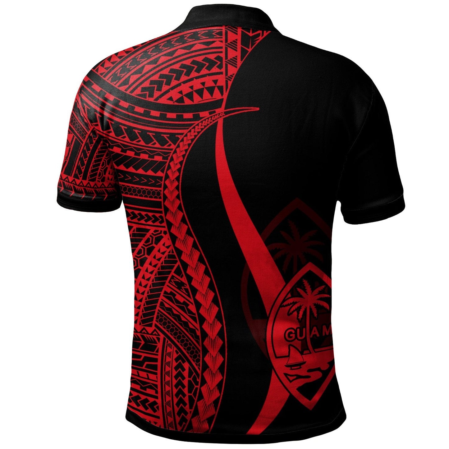 Guam Custom Personalised Polo Shirt Red - Polynesian Tentacle Tribal Pattern