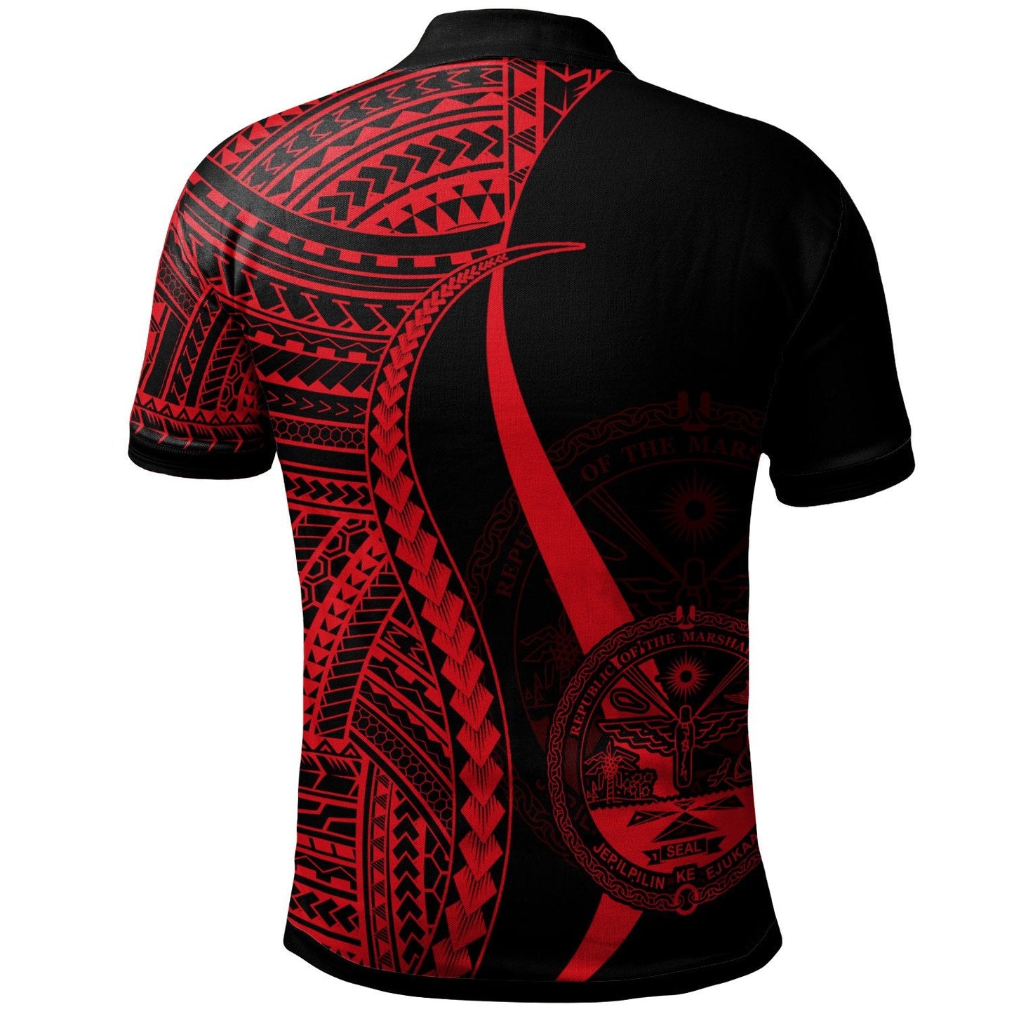 Marshall Islands Polo Shirt Red - Polynesian Tentacle Tribal Pattern Crest