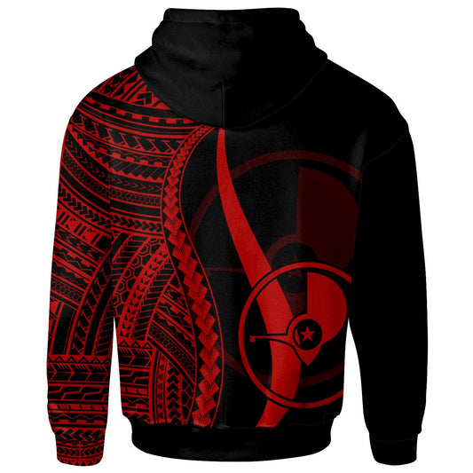 Yap Hoodie Red Tentacle Tribal Pattern