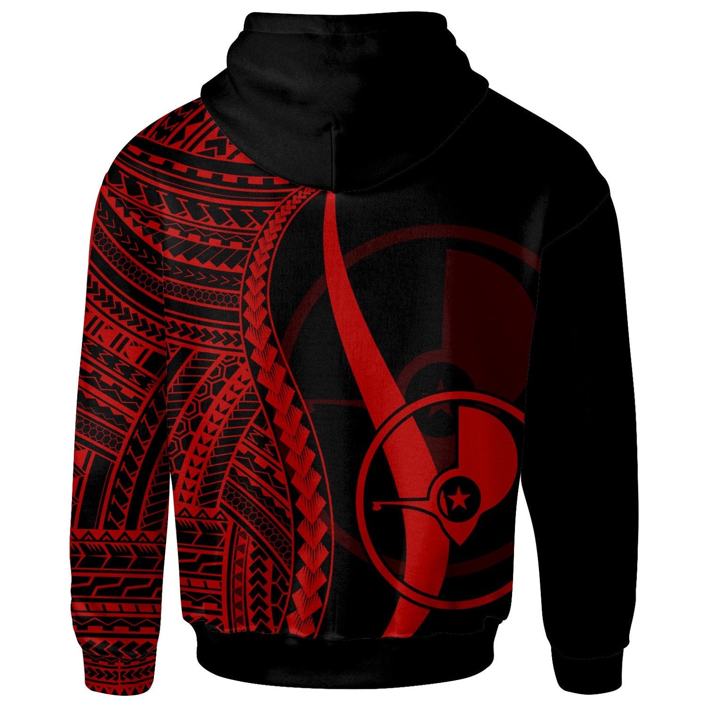 Yap Hoodie Red Tentacle Tribal Pattern