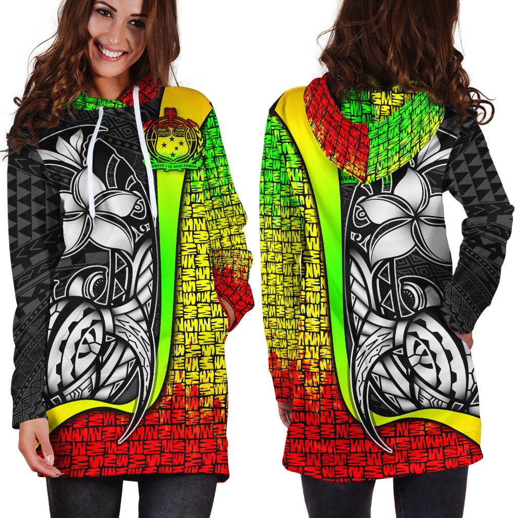 Samoa Polynesian Women's Hoodie Dress Reggae Turtle With Hook