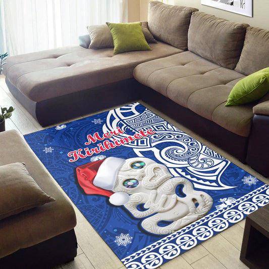 New Zealand Christmas Area Rug Hei Tiki Blue Pohutukawa Meri Kirihimete