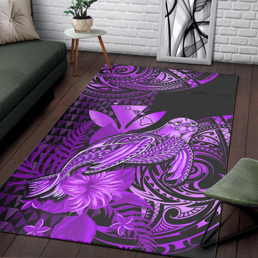 Hawaii Monk Seal Area Rug Kakau With Kanaka Purple