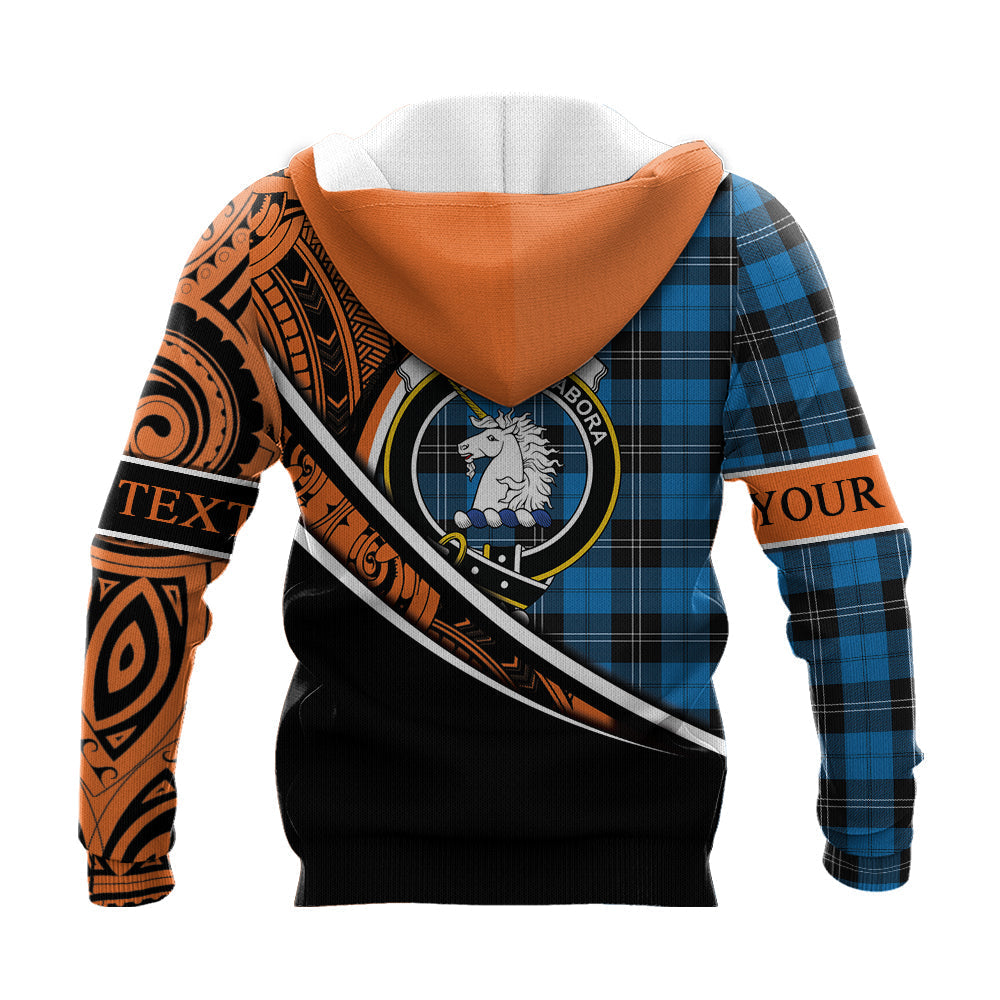 Printivon Ramsay Blue Ancient Knitted Hoodie Pattern Polynesian Custom Text