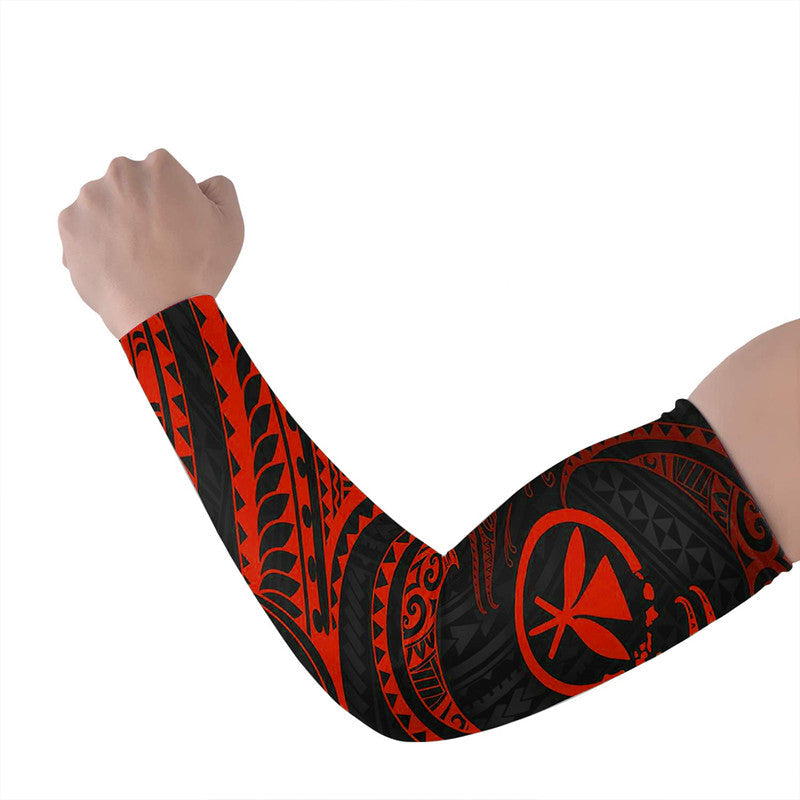 Polynesian Hawaii Arm Sleeve - Red Tribal Wave
