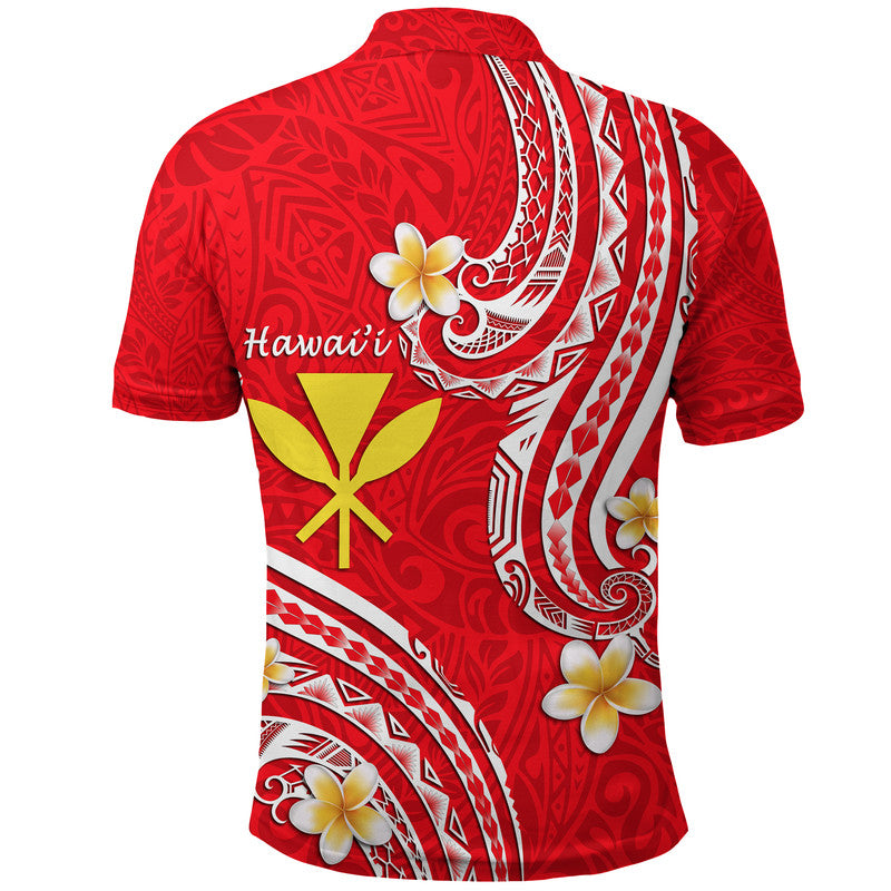 Hawaii Polo Shirt Red Polynesian Line Style
