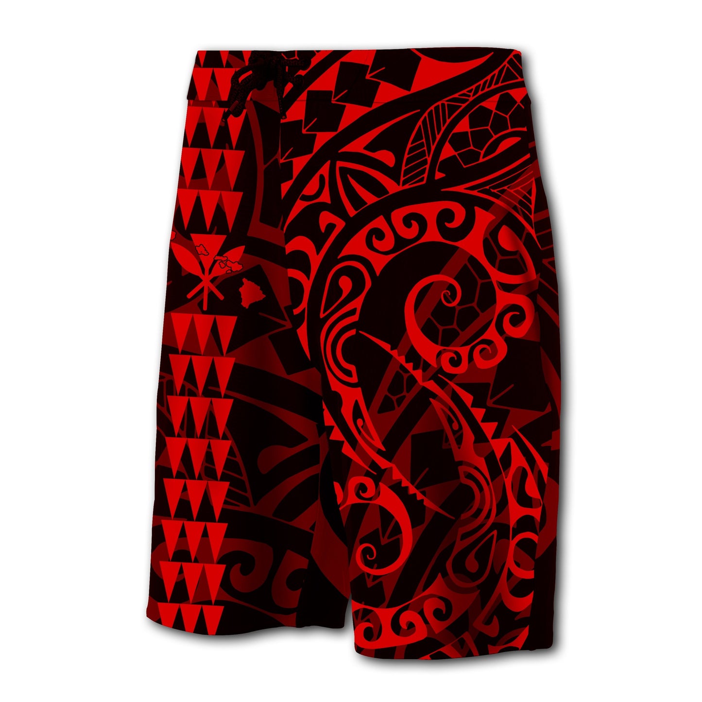 Hawaii Kakau Polynesian Kanaka Board Shorts - Red - Snapy Style