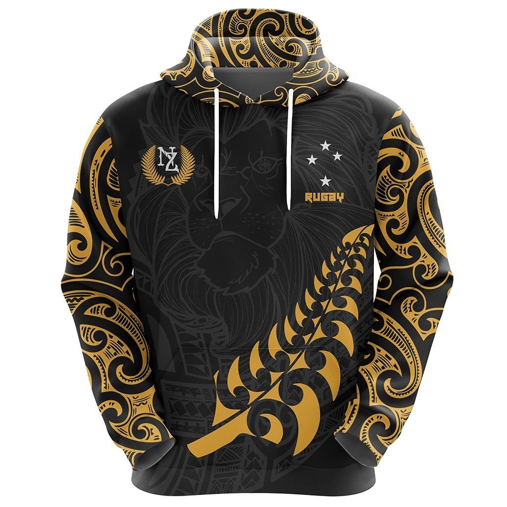New Zealand Rugby Hoodie, Maori Lion Rugby Pullover Hoodie