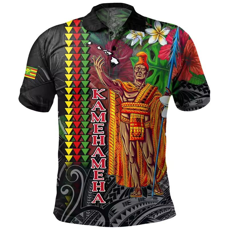 King Of Hawaii Polo Shirt Polynesian Tribal Pattern Kamehameha Shirt