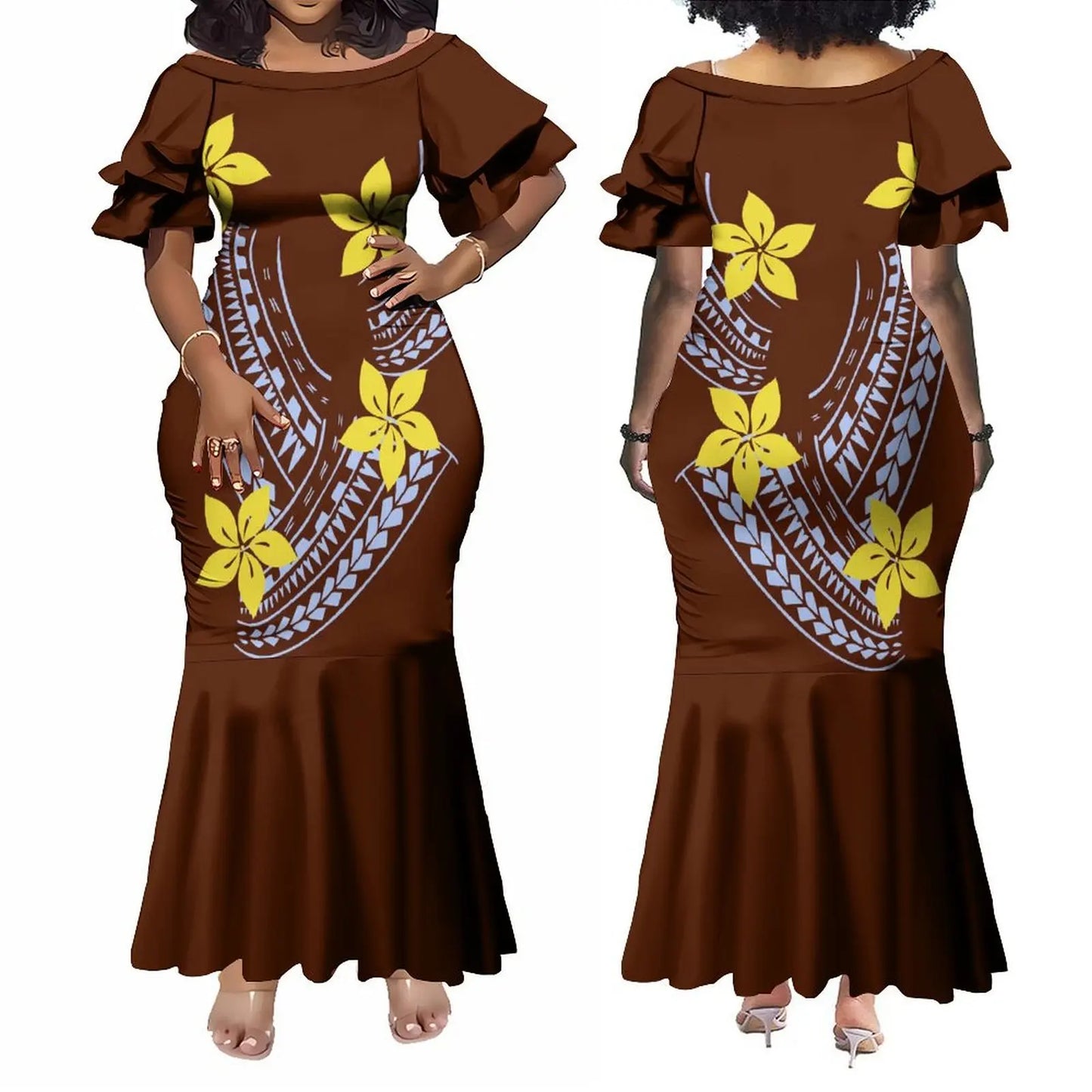 Polynesian Tribal Matching Outfit For Couple Samoan Women'S Short-Sleeved Dress Party Men's Aloha Shirt