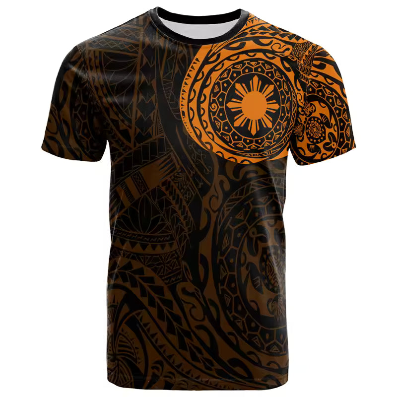 Philippines Polynesian T-Shirt - Polynesian Tattoo Style Orange Shirt