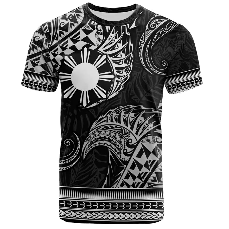Philippines Shirt Polynesian Tribal Pattern Island Unisex O-Neck Shirt All Over Print