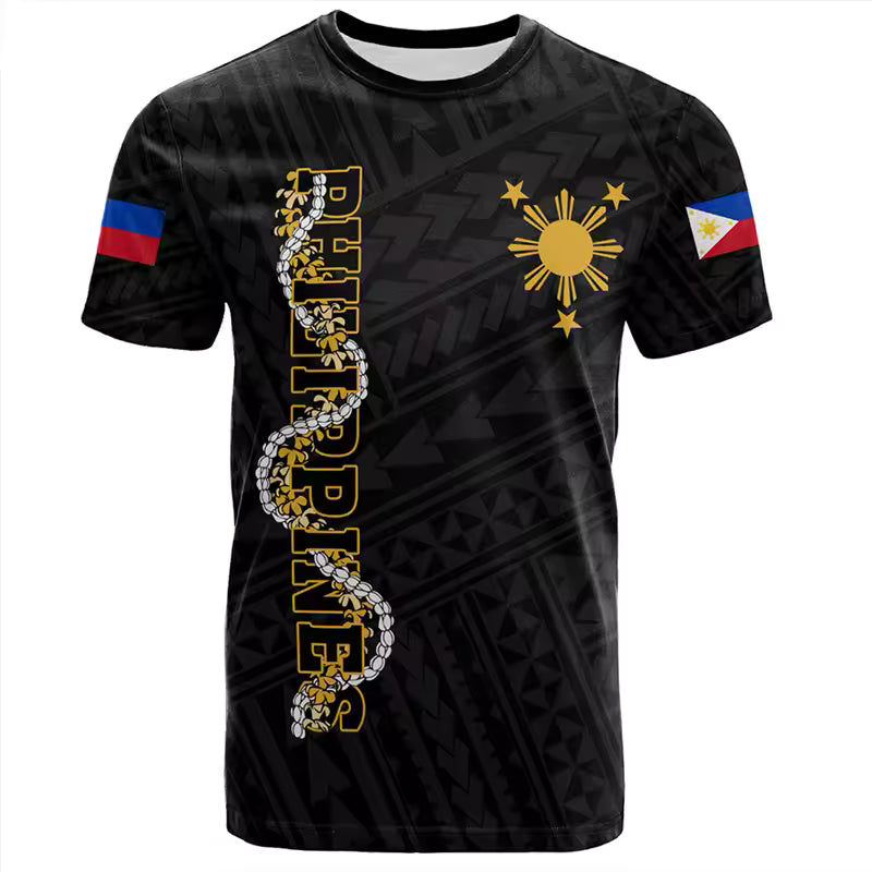 Philippines Black Shirt Filipinos Polynesian Pattern Unisex O-Neck Shirt All Over Print