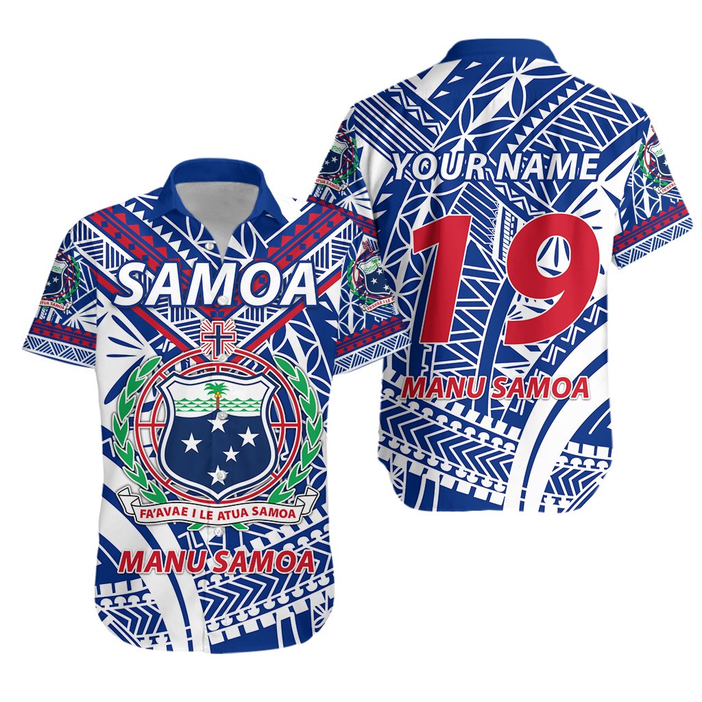 Custom Personalised Manu Samoa Rugby Hawaiian Shirt Samoa Simple Rugby - Custom Text and Number