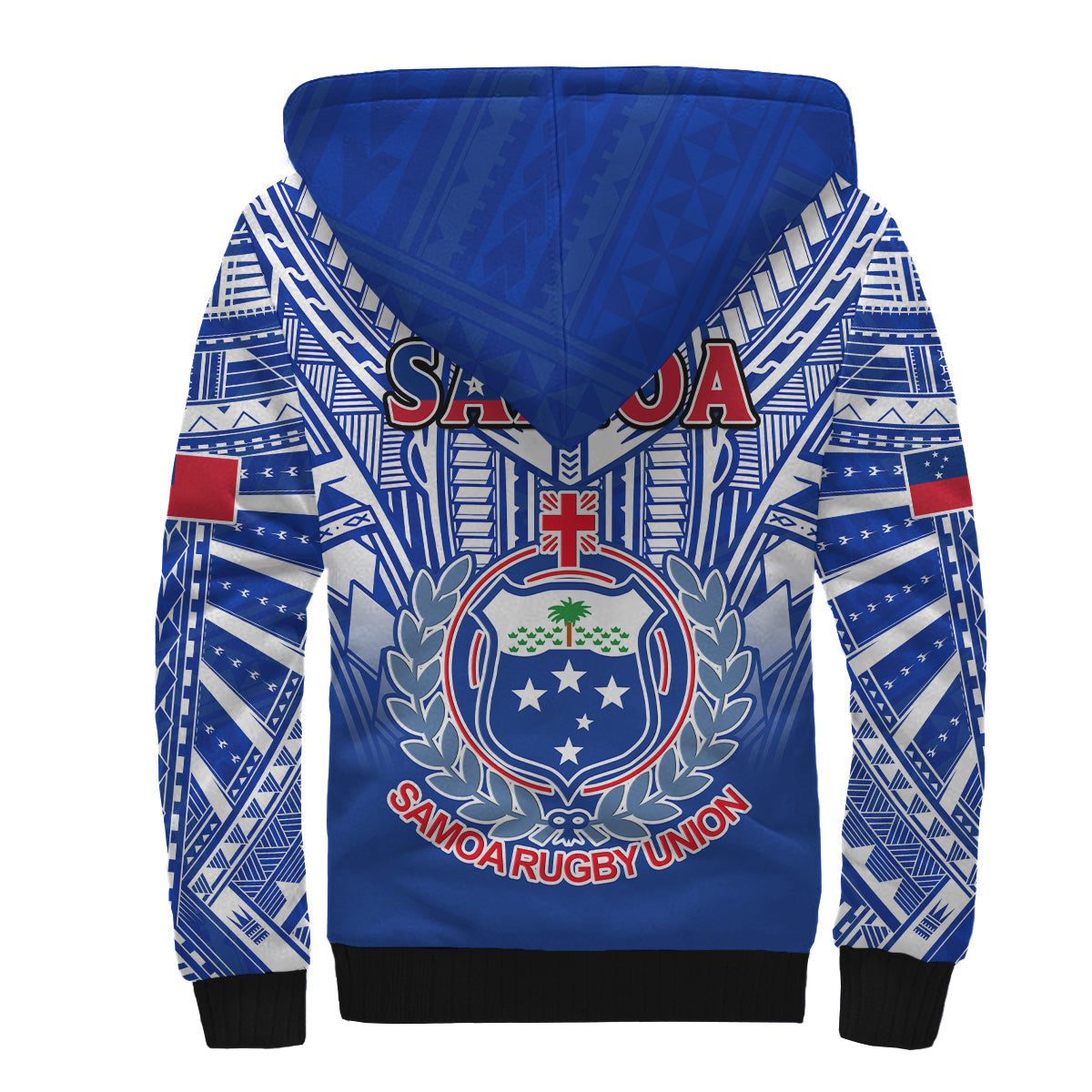 Samoa Rugby Sherpa Hoodie Manu Samoa 7s Ginger Blue Polynesian