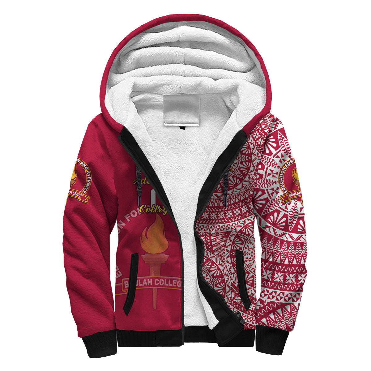 (Custom Personalised) Beulah Tonga College Sherpa Hoodie Tongan Ngatu Pattern