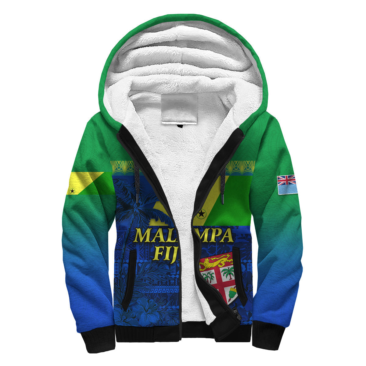 Malampa Fiji Day Sherpa Hoodie Vanuatu Polynesia mix Flowers