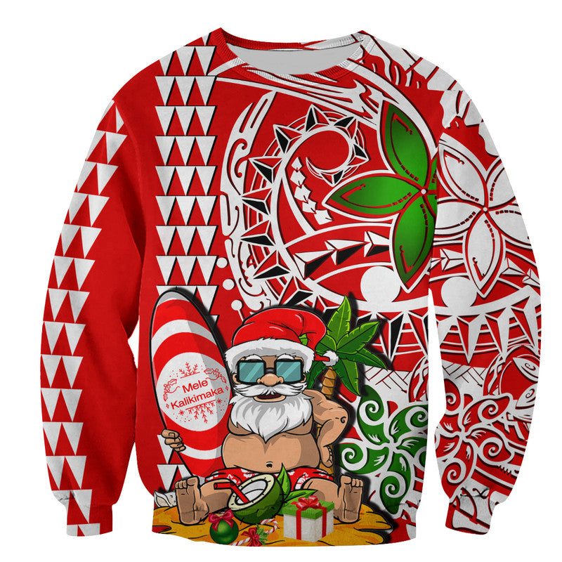 Hawaii Mele Kalikimaka Santa Claus Beach SweaterShirt