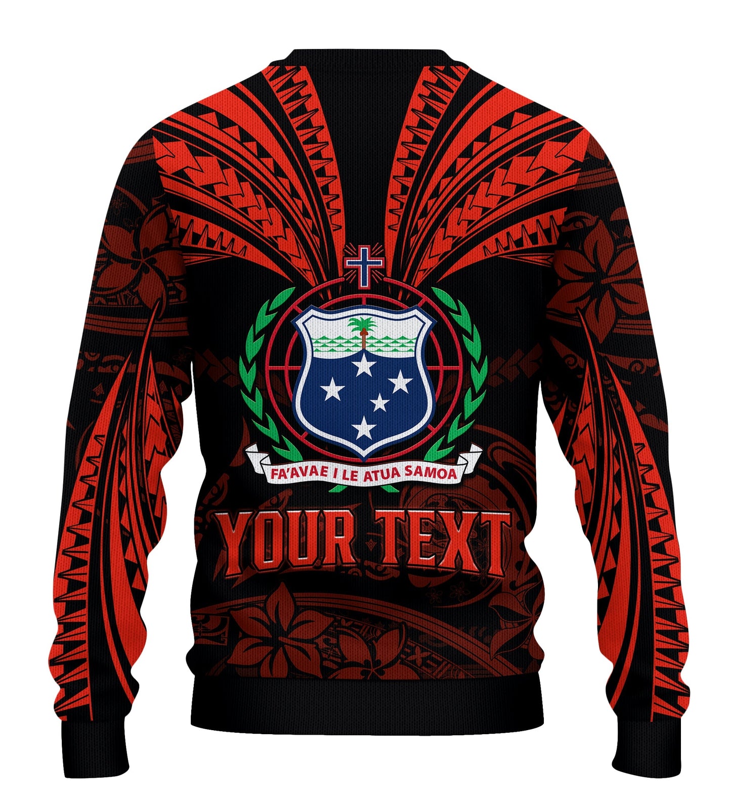 Custom Personalised Samoa Tatau Sweater Red Polynesian Ula Nifo