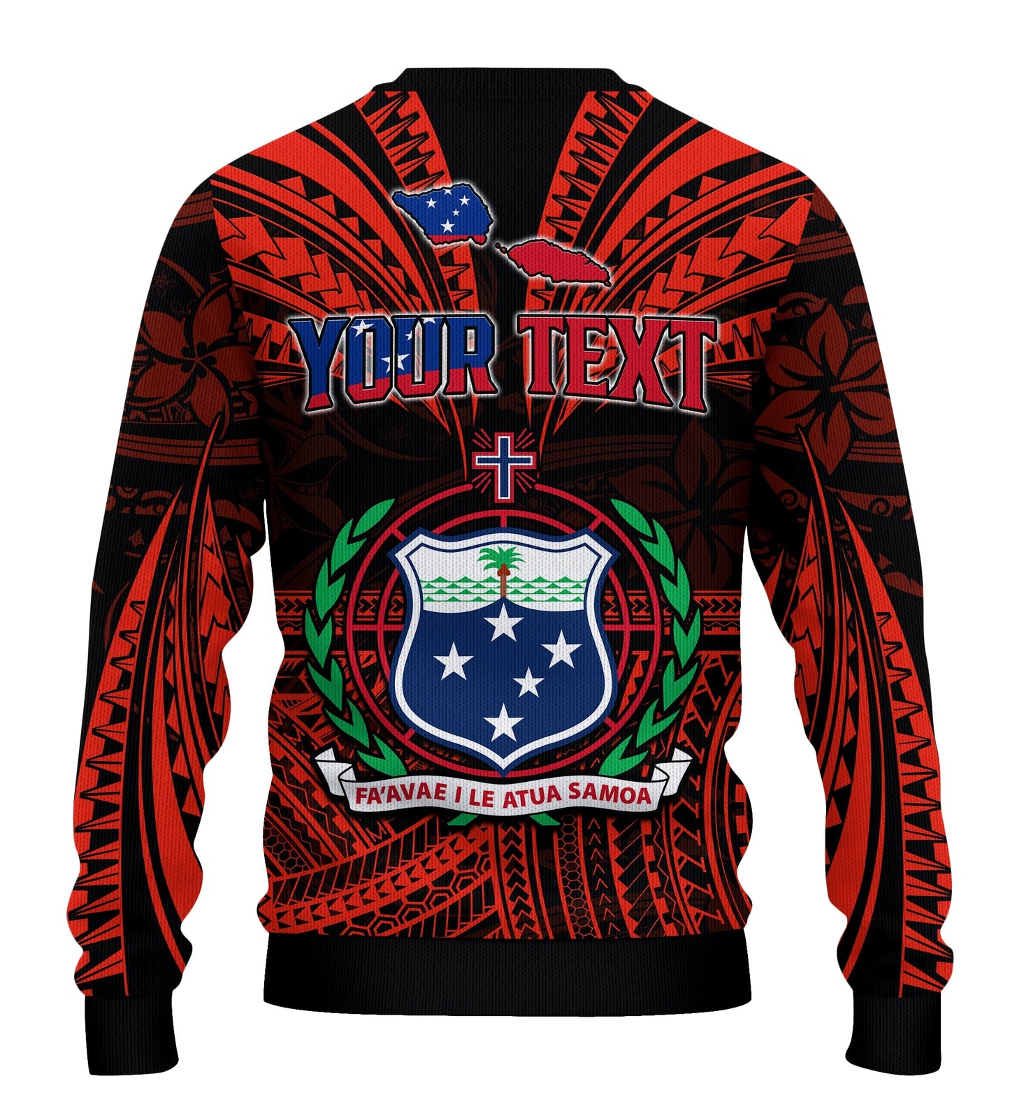 Custom Personalised Samoa Tatau Sweater Red Polynesian Proud Samoan