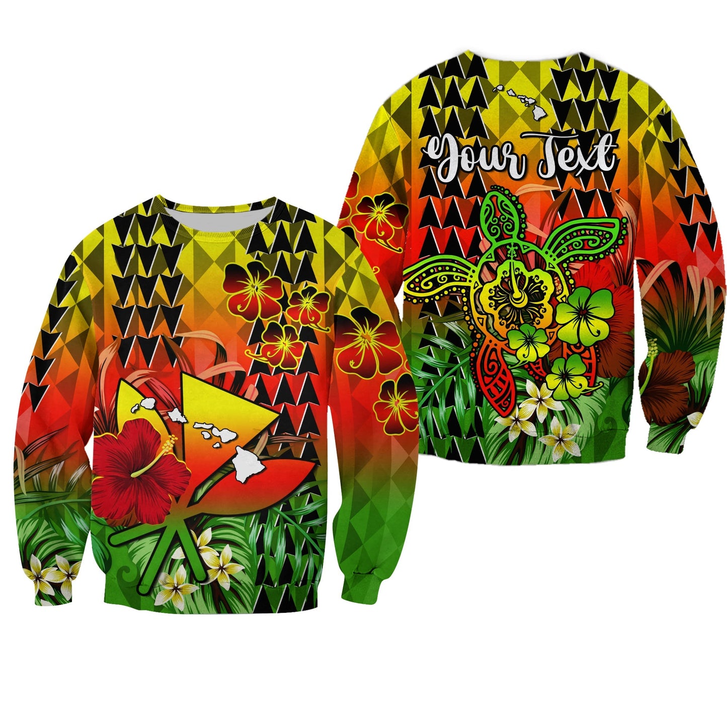 Custom Personalised Hawaii Flowers Sweatshirt Color Tribal Pattern Hawaiian