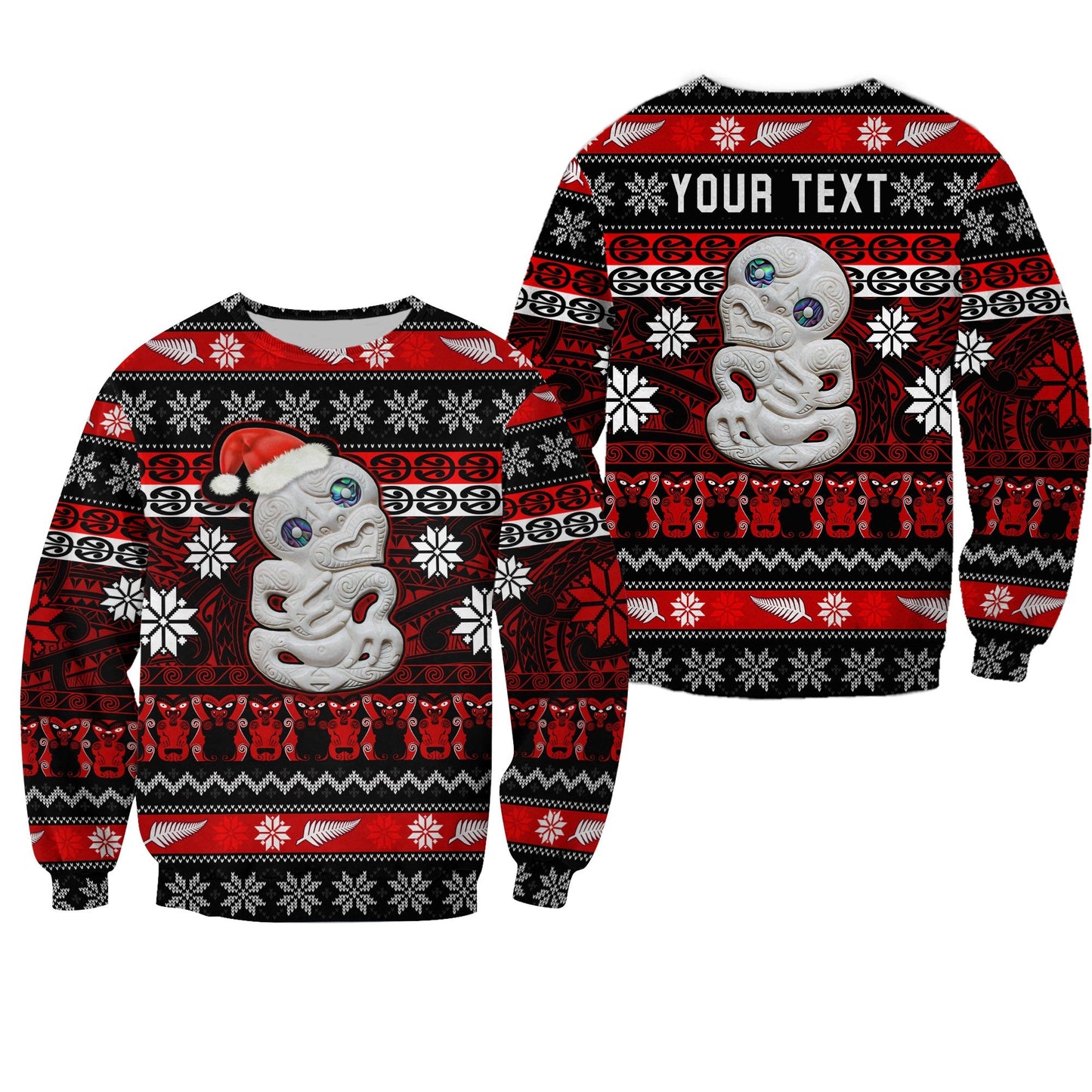 Custom Personalised New Zealand Hei Tiki Christmas Sweatshirt Maori Meri Kirihimete