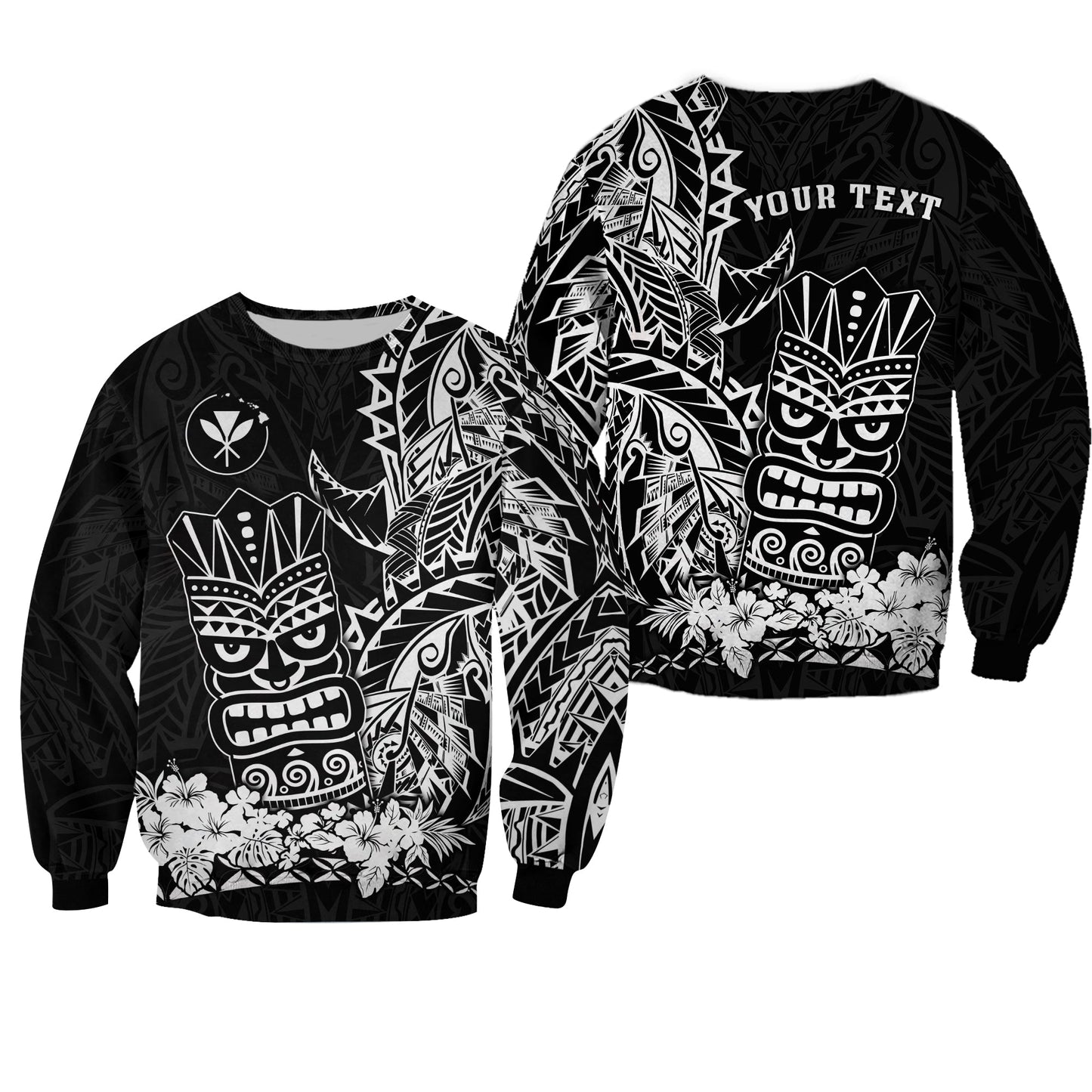 Custom Personalised Hawaii Polynesian Sweatshirt White Tiki Masks Hawaiian