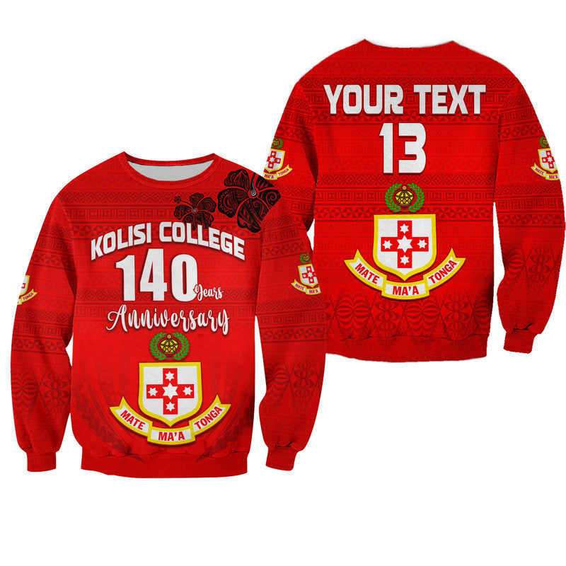 Custom Text and Number Kolisi Tonga College Atele Sweatshirt 140 Years Anniversary Tongan Ngatu