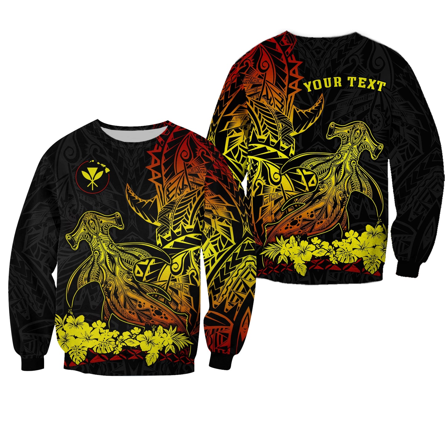 Custom Personalised Hawaii Polynesian Sweatshirt Wild Hammerhead Sharks Fresh Life
