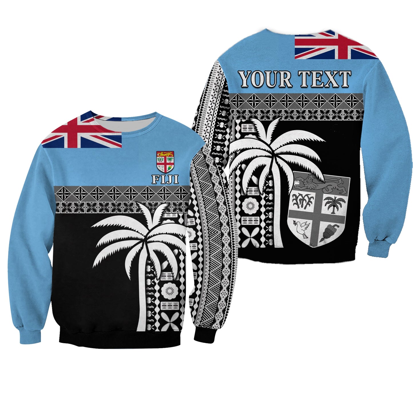 Custom Personalised Fiji Tapa Pattern Sweatshirt Coconut Tree
