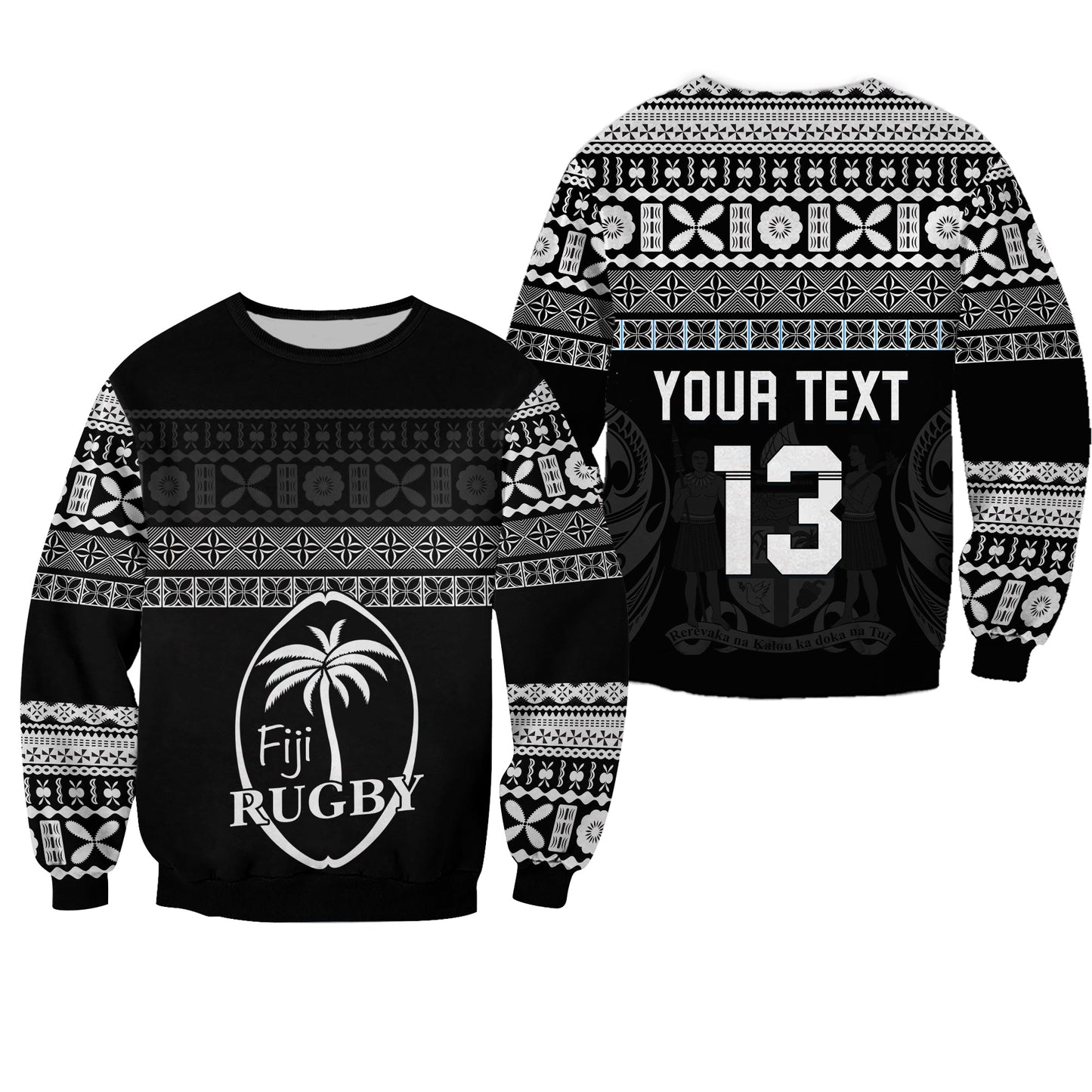 Custom Text and Number Fiji Rugby Sweatshirt Lifestyle 2022 Flying Fijians