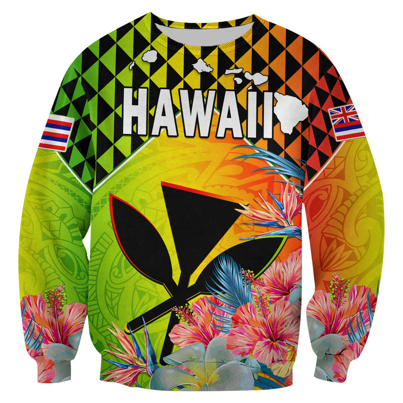 Hawaii Sweatshirt Hawaiian Tribal Kanaka Maoli Hibiscus